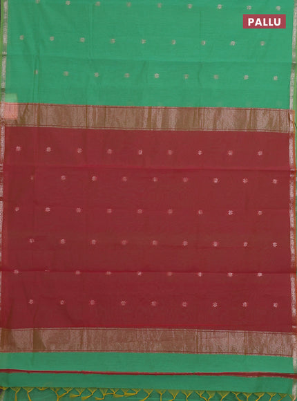 Green & Red Semi Maheshwari Cotton - Buttas
