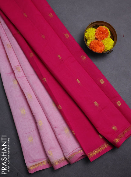 Light Pink & Pink Semi Maheshwari Cotton - Buttas