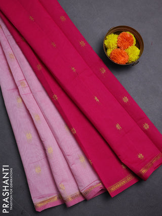 Light Pink & Pink Semi Maheshwari Cotton - Buttas