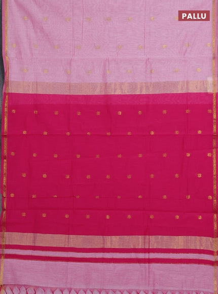Light Pink & Pink Semi Maheshwari Cotton - Buttas