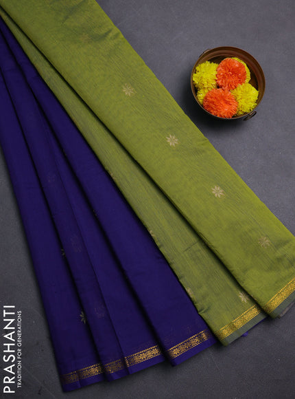 Blue & Green Semi Maheshwari Cotton - Buttas
