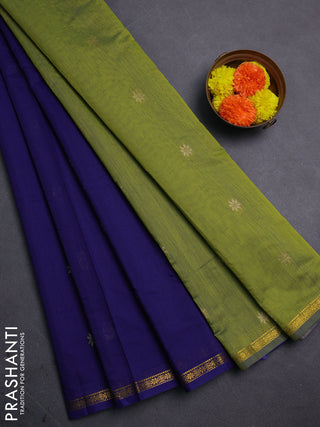 Blue & Green Semi Maheshwari Cotton - Buttas