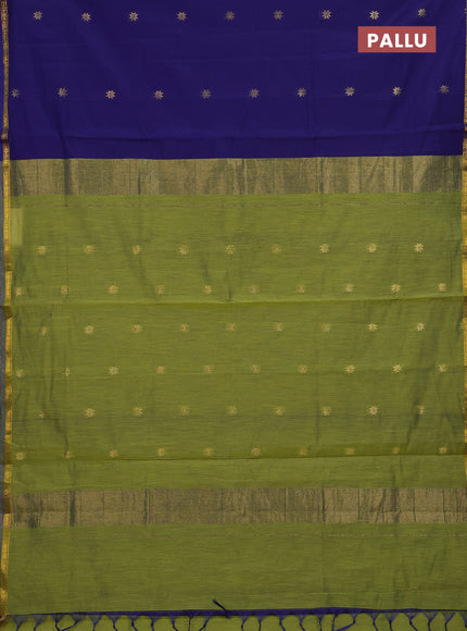 Blue & Green Semi Maheshwari Cotton - Buttas