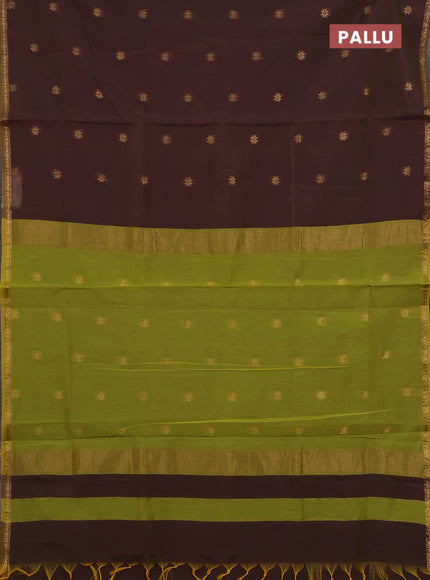 Wine & Lime Green Semi Maheshwari Cotton - Buttas