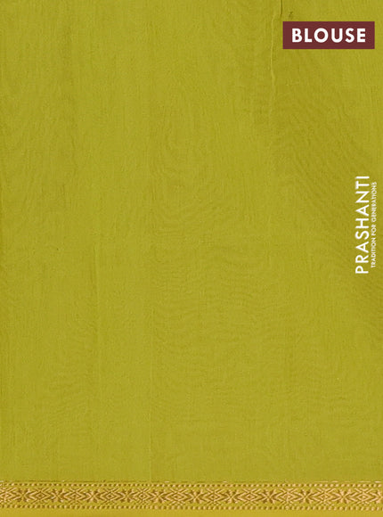 Wine & Lime Green Semi Maheshwari Cotton - Buttas