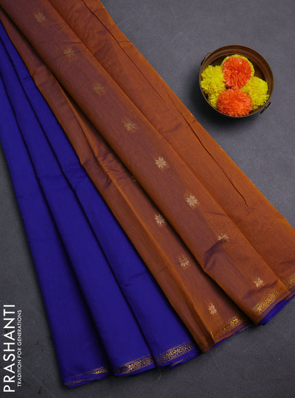 Blue & Rust Semi Maheshwari Cotton - Buttas