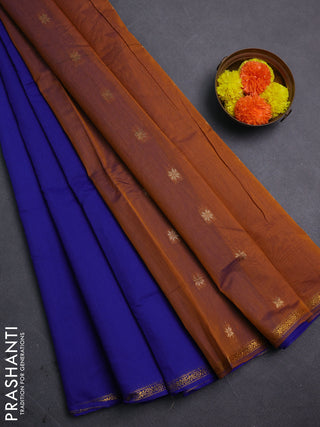 Blue & Rust Semi Maheshwari Cotton - Buttas