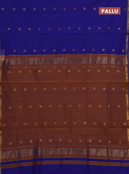 Blue & Rust Semi Maheshwari Cotton - Buttas