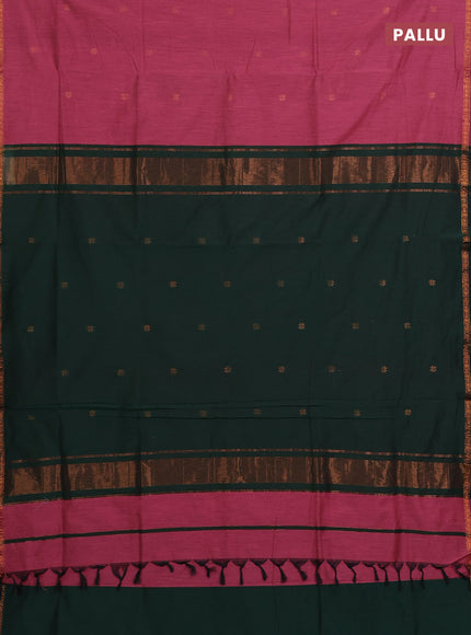 Mauve Pink & Green Semi Maheshwari Cotton - Buttas