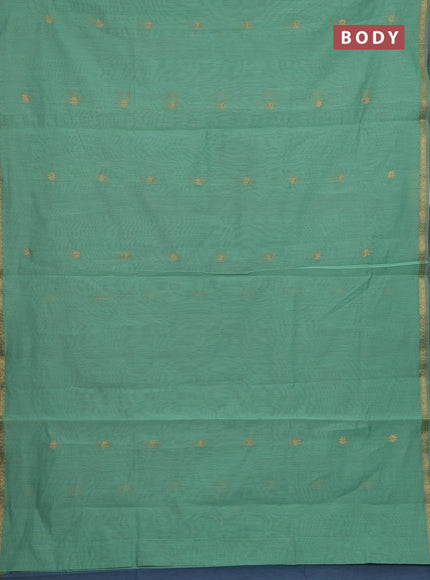 Pastel Green & Grey Semi Maheshwari Cotton - Buttas