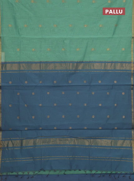 Pastel Green & Grey Semi Maheshwari Cotton - Buttas