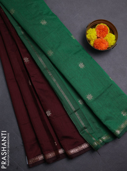 Maroon & Green Semi Maheshwari Cotton - Buttas