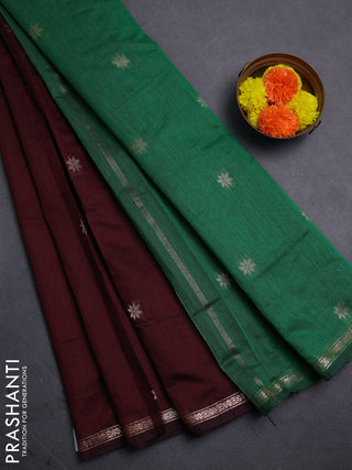 Maroon & Green Semi Maheshwari Cotton - Buttas