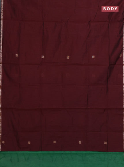 Maroon & Green Semi Maheshwari Cotton - Buttas