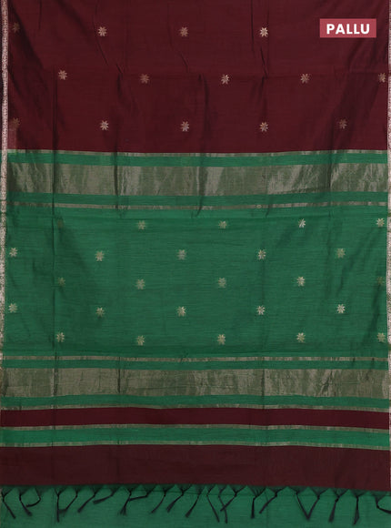 Maroon & Green Semi Maheshwari Cotton - Buttas