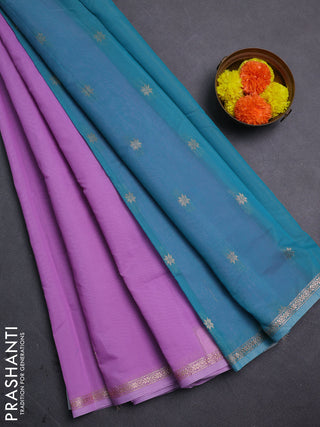 Lavender & Teal Green Semi Maheshwari Cotton - Buttas