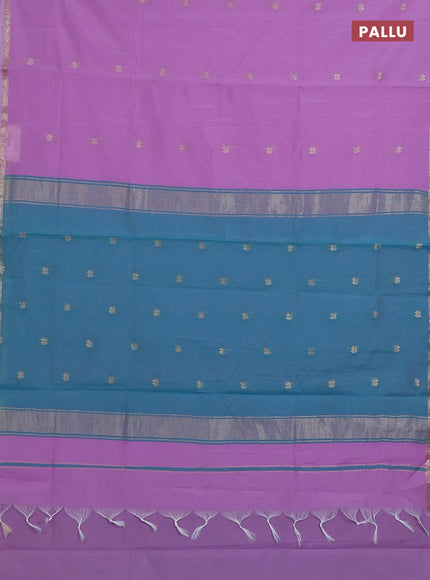 Lavender & Teal Green Semi Maheshwari Cotton - Buttas
