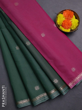 Green & Pink Semi Maheshwari Cotton - Buttas