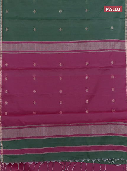 Green & Pink Semi Maheshwari Cotton - Buttas