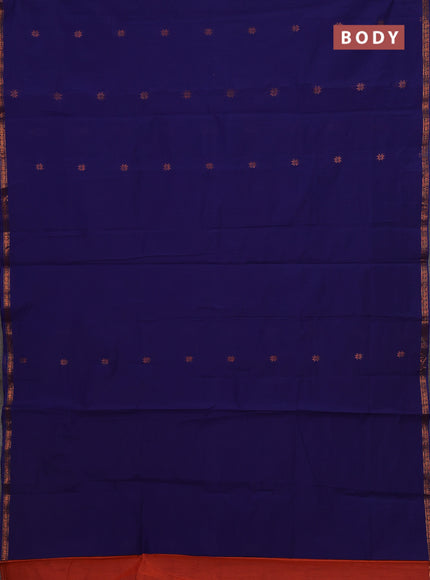Navy Blue & Orange Semi Maheshwari Cotton - Buttas