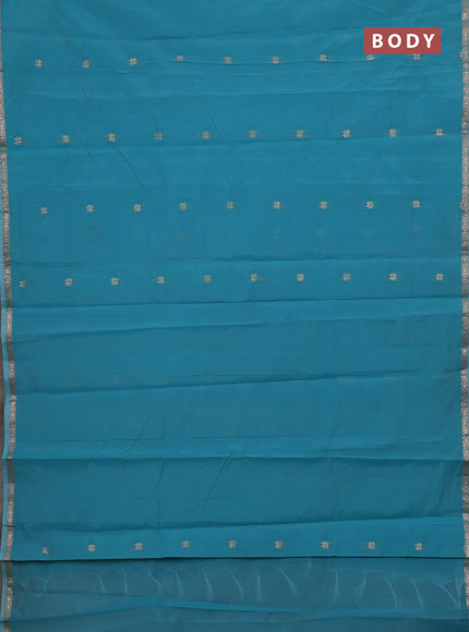 Teal & Lime Yellow Semi Maheshwari Cotton - Buttas