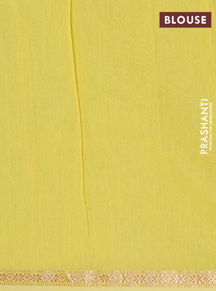 Teal & Lime Yellow Semi Maheshwari Cotton - Buttas