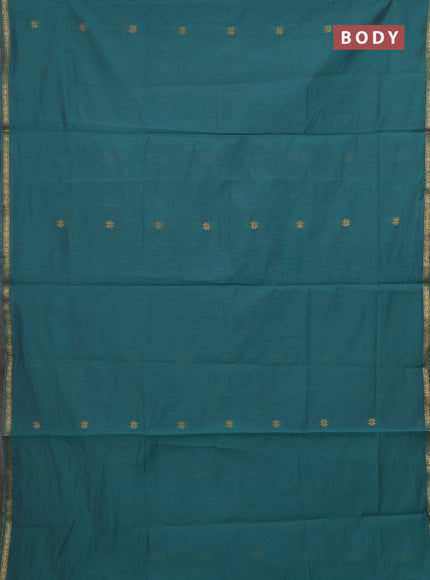 Peacock Green & Teal Green Semi Maheshwari Cotton - Buttas