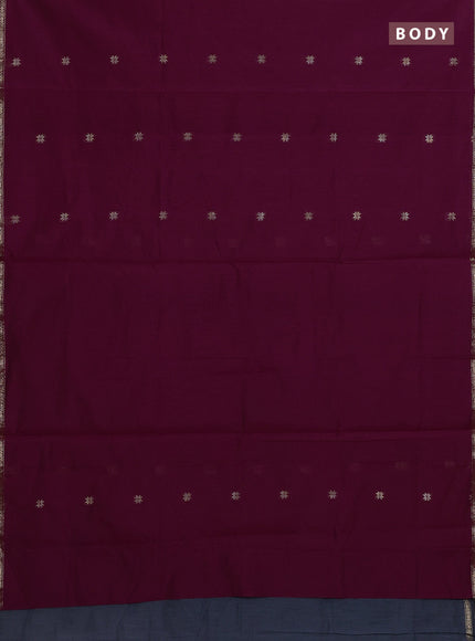 Wine & Grey Semi Maheshwari Cotton - Buttas