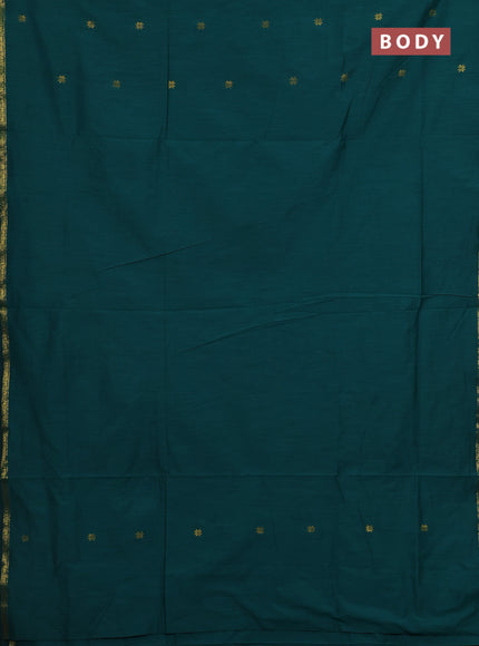 Peacock Green & Maroon Semi Maheshwari Cotton - Buttas
