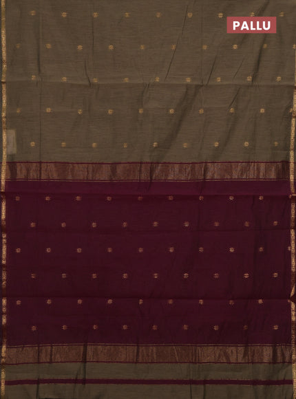 Chiku & Wine Semi Maheshwari Cotton - Buttas