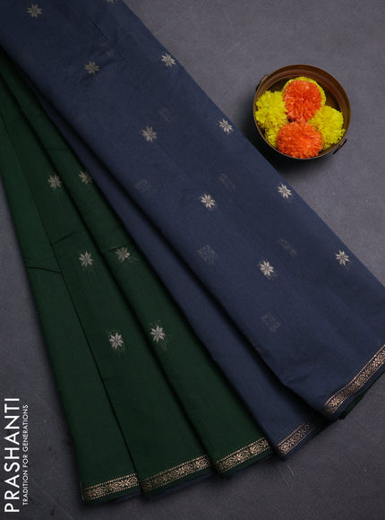Green & Grey Semi Maheshwari Cotton - Buttas