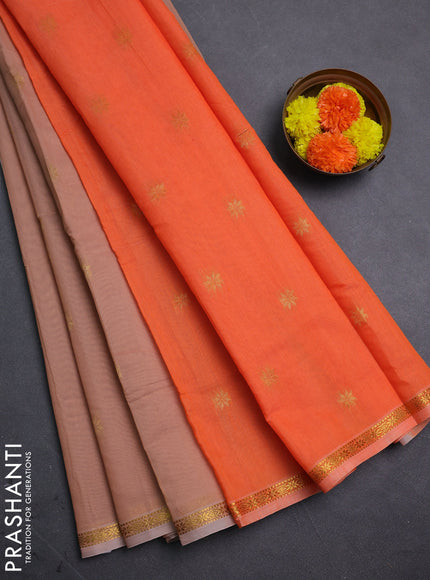 Peach & Orange Semi Maheshwari Cotton - Buttas
