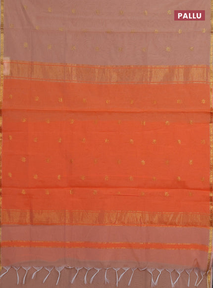 Peach & Orange Semi Maheshwari Cotton - Buttas