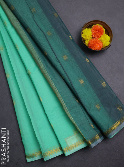Teal Green & Green Semi Maheshwari Cotton - Buttas