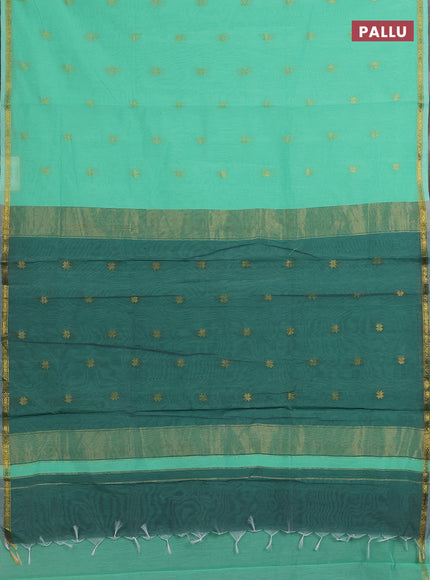 Teal Green & Green Semi Maheshwari Cotton - Buttas
