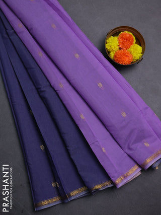 Navy Blue & Lavender Semi Maheshwari Cotton - Buttas