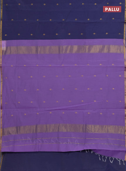 Navy Blue & Lavender Semi Maheshwari Cotton - Buttas