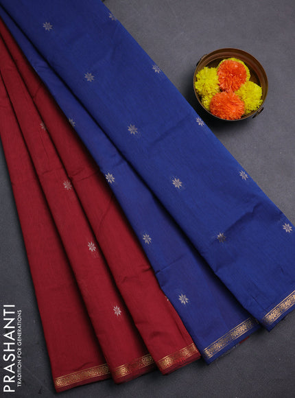 Kumkum Red & Blue Semi Maheshwari Cotton - Buttas