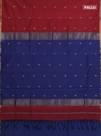 Kumkum Red & Blue Semi Maheshwari Cotton - Buttas