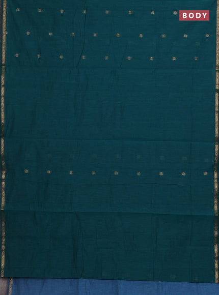 Peacock Green & Blue Semi Maheshwari Cotton - Buttas