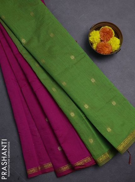 Pink & Green Semi Maheshwari Cotton - Buttas