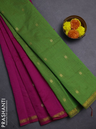 Pink & Green Semi Maheshwari Cotton - Buttas
