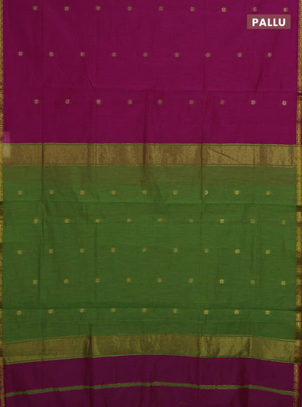Pink & Green Semi Maheshwari Cotton - Buttas