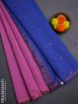 Pink & Blue Semi Maheshwari Cotton - Buttas