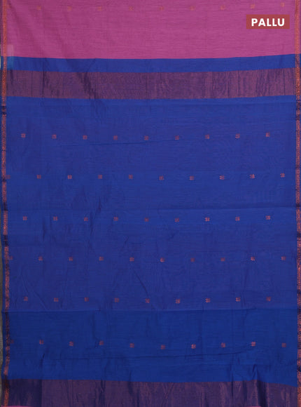 Pink & Blue Semi Maheshwari Cotton - Buttas