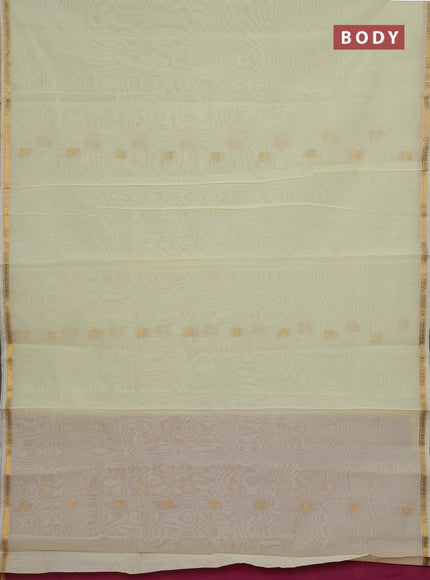 Pale Yellow & Pink Semi Maheshwari Cotton - Buttas