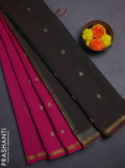 Pink & Green Semi Maheshwari Cotton - Buttas