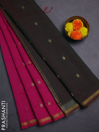 Pink & Green Semi Maheshwari Cotton - Buttas