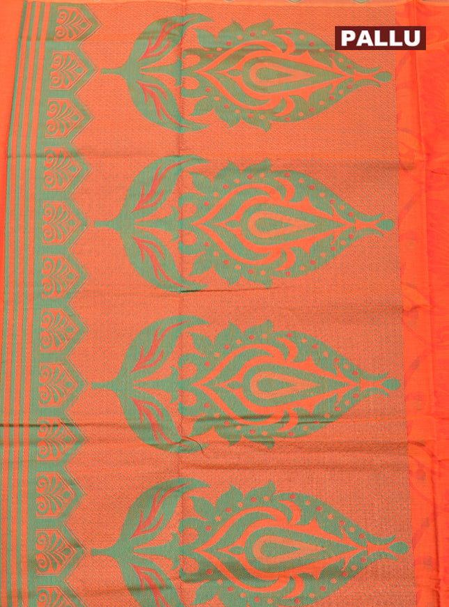 Coimbatore Cotton Orange Butta Saree with Thread Woven Border