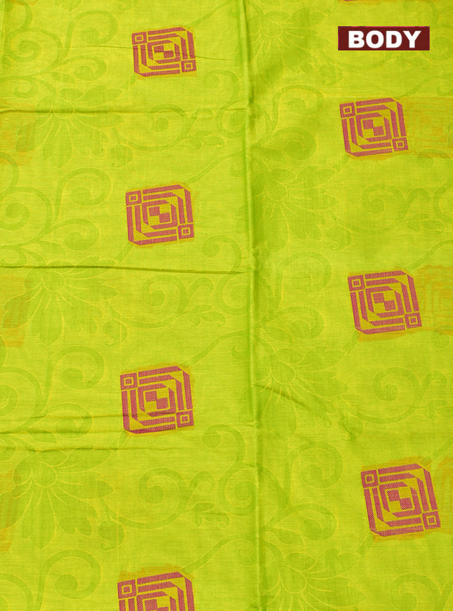 Coimbatore Cotton Light Green Butta Saree with Thread Woven Border